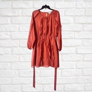 Long sleeve terracotta dress